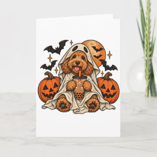 Cartão Goldendoodle Fantasma Boba Fofo Humor de Cachorro 
