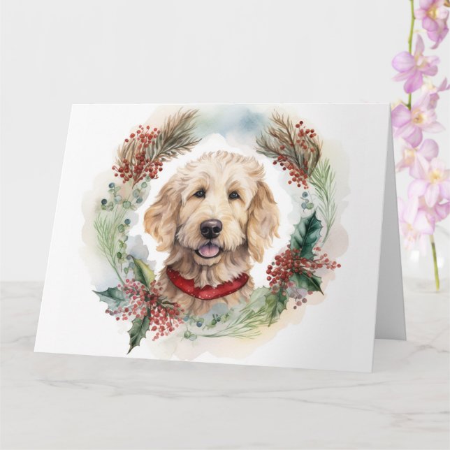 Cartão Goldendoodle Festivo Fúria Fúria Fúria Fúria Fúria (Orquídea)