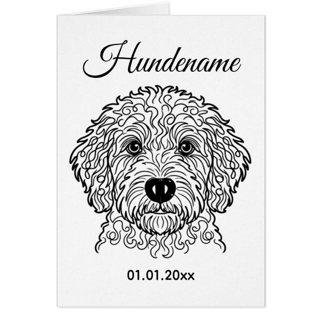 Cartão Goldendoodle Minimalist Line Art Personalized card (Frente)