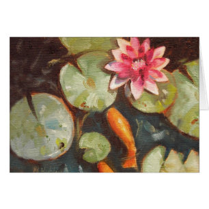 Cartão Goldfish Koi Pond Water Lily