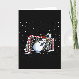 Cartão Goleiro Boneco de Neve Natal Jogador de Futebol Ho