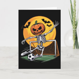 Cartão Goleiro de Esqueleto de Abóbora Futebol de Hallowe