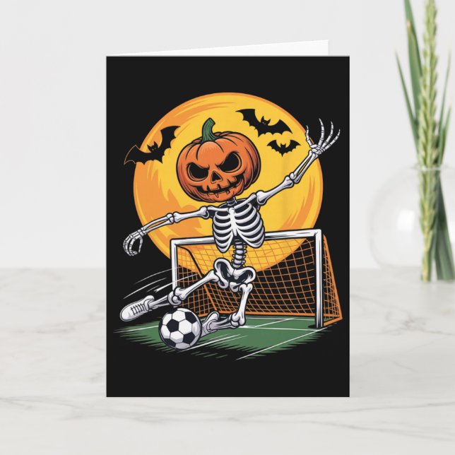 Cartão Goleiro de Esqueleto de Abóbora Futebol de Hallowe (Frente)