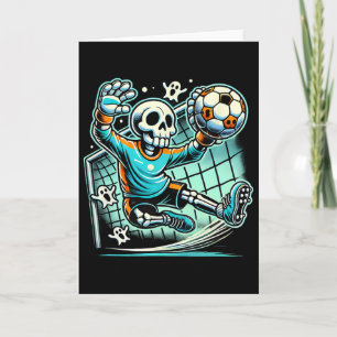 Cartão Goleiro Esqueleto de Futebol de Halloween