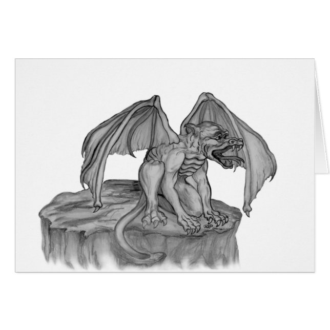 Cartão GOLEM - Gargoyle Design preto-e-branco (Frente Horizontal)