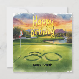 Cartão Golf 80th Birthday with golf ball for golfer