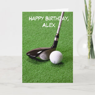 Cartão Golf Ball and Club Personalizado Aniversário