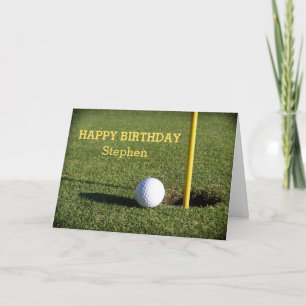 Cartão Golf Ball on the Green Birthday Custom