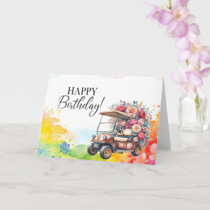 Cartão Golf Birthday para Golfer com aquarela de golfe
