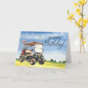Cartão Golf Birthday para Golfer com aquarela de golfe