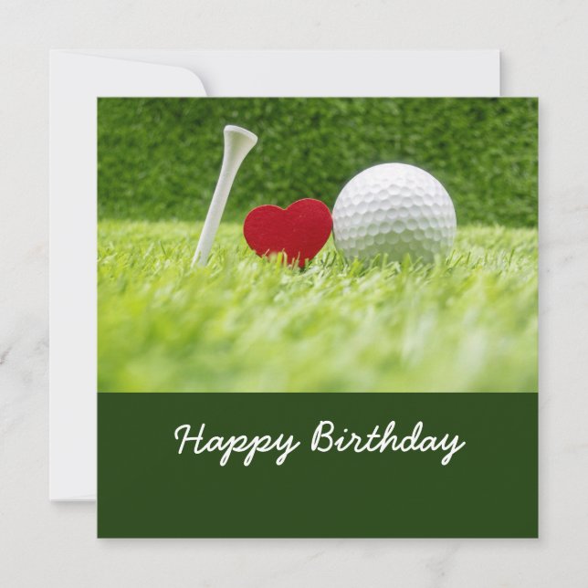 Cartão Golf Card, bola de golfe e tchau verde com amor (Frente)