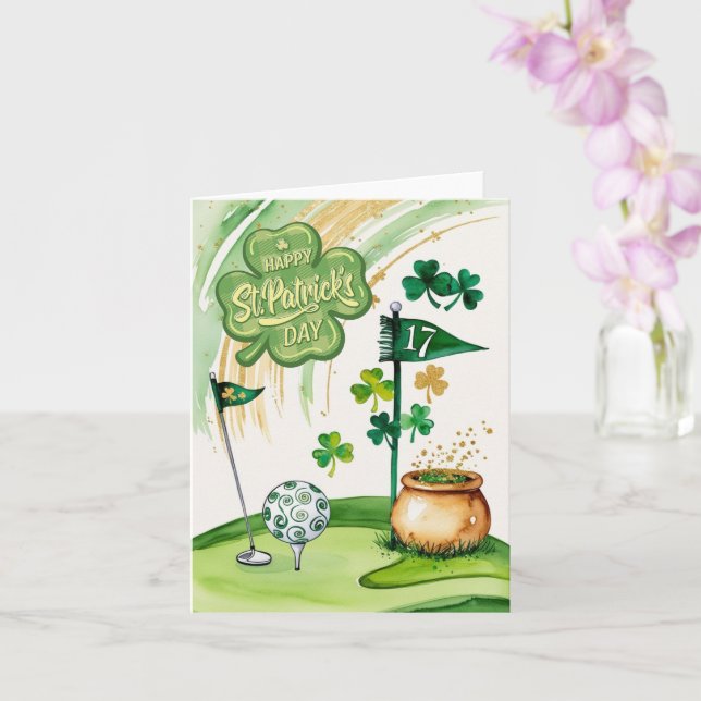 Cartão Golf Dia de São Patrício  Golfe temático para Golf (Orquídea)