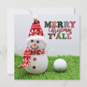 Cartão Golf Feliz Natal para Golfer com Snowman