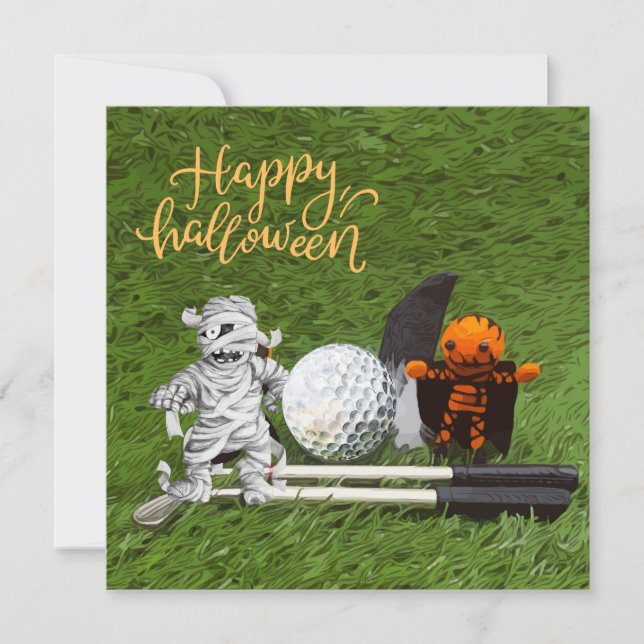 Cartão Golf Halloween temático para golfista (Frente)