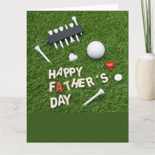 Cartão Golf Happy Dia de os pais com tênis e bola em verd