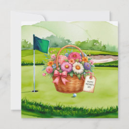 Cartão Golf Mother's Day  flower basket on golf cart