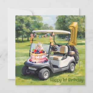 Cartão Golfe 1º aniversário golfista de um ano de idade