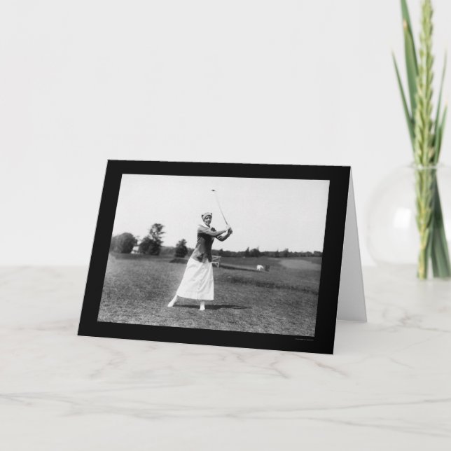 Cartão Golfe 1914 da senhorita E. Pickhardt Playing (Frente)