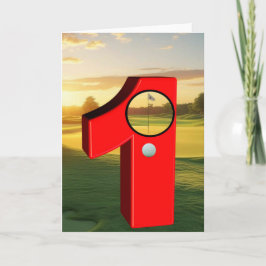 Cartão Golfe. Buraco num tacada só.