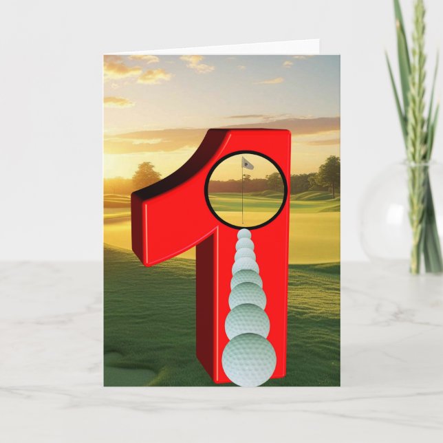Cartão Golfe. Buraco num tacada só. (Frente)