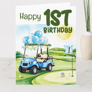 Cartão Golfe de primeiro aniversario de um ano