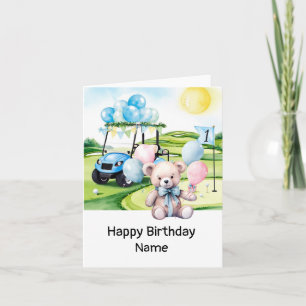 Cartão Golfe de primeiro aniversario de um ano de idade c