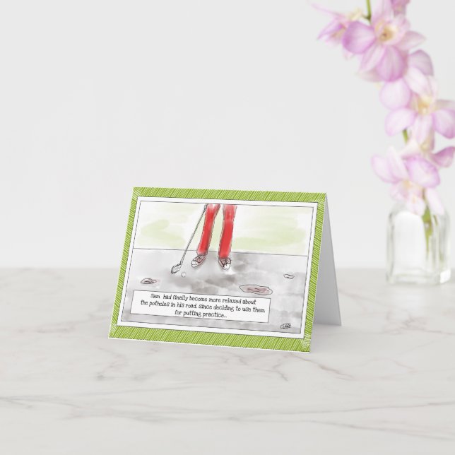 Cartão Golfe Engraçado "Putando Em Buracos" Aniversário (Orquídea)