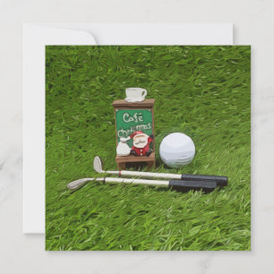 Cartão Golfe Feliz Natal para Golfe com Papai Noel
