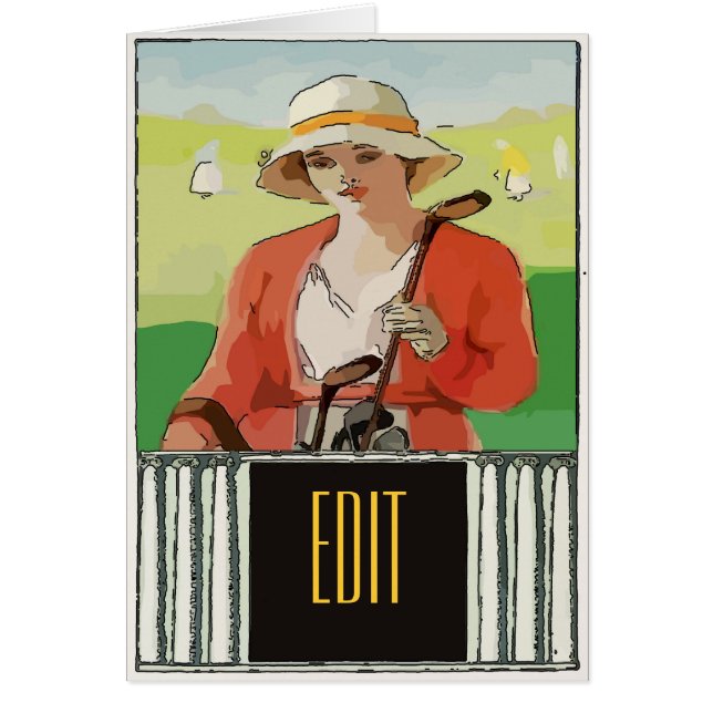 Cartão Golfe, Mulher, editar texto (Frente)