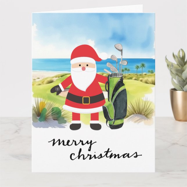 Cartão Golfe Natal com Golfe do Papai Noel (Planta pequena)