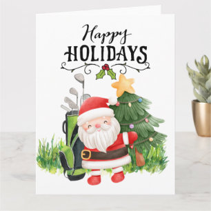 Cartão Golfe Natal com Golfe do Papai Noel