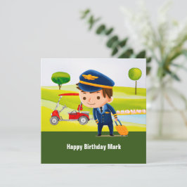 Cartão Golfe Piloto golfe no campo de golfe