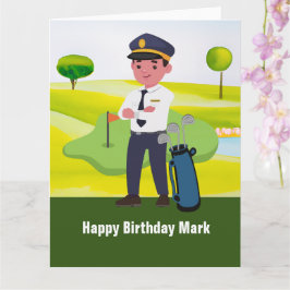 Cartão Golfe Piloto golfe no campo de golfe