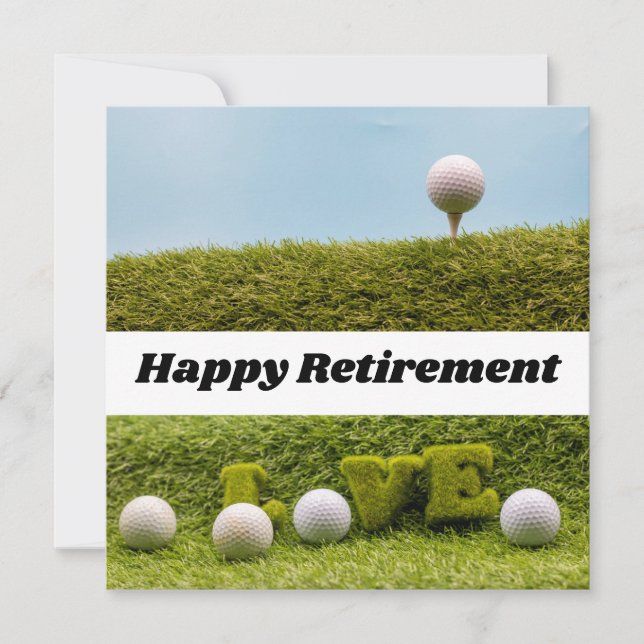 Cartão Golfer Happy Retirement bola de golfe com amor (Frente)