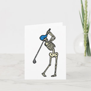 Cartão Golfer Skeleton Jogador de Golfe Halloween Homens