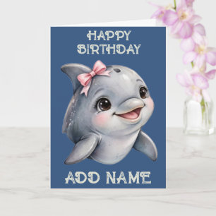 Cartão Golfinho: Arco pastel de animal bebê Aniversário 