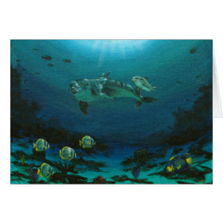 Cartão Golfinho e vitela da mãe