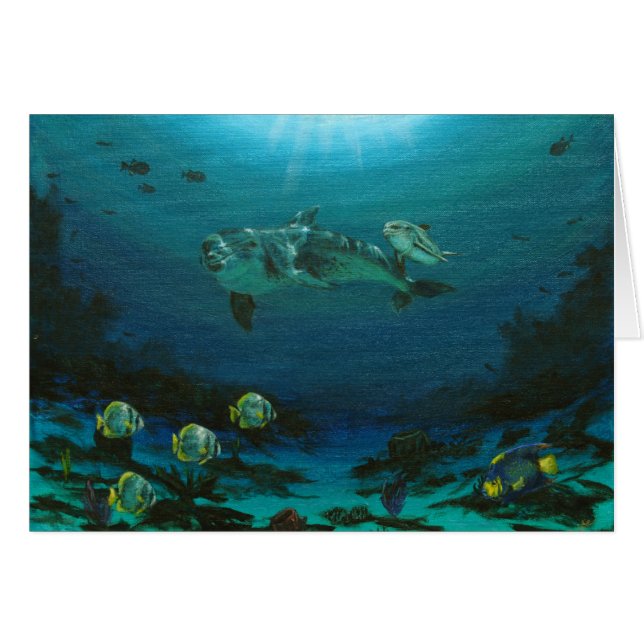 Cartão Golfinho e vitela da mãe (Frente horizontal)