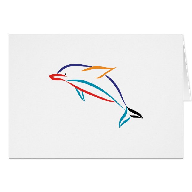 Cartão Golfinho multicolorido (Frente Horizontal)