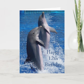 Cartão Golfinhos - Aniversário de 12 personalizado
