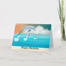 Cartão golfinhos respirando no oceano