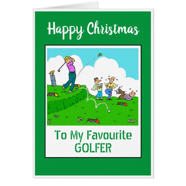 Cartão Golfista Feliz Natal (Frente)