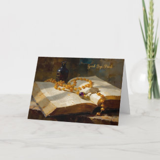 Cartão Good Bye Priest Card with Rosary and Book