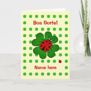 Cartão Good luck ladybug add name boa sorte