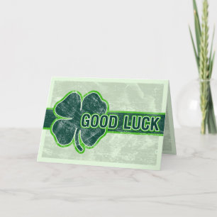 Cartão Good Luck Shamrock Grunge Greeting Card