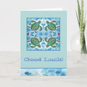 Cartão Good Luck Turtles Ocean Sea Creatures Fish Art