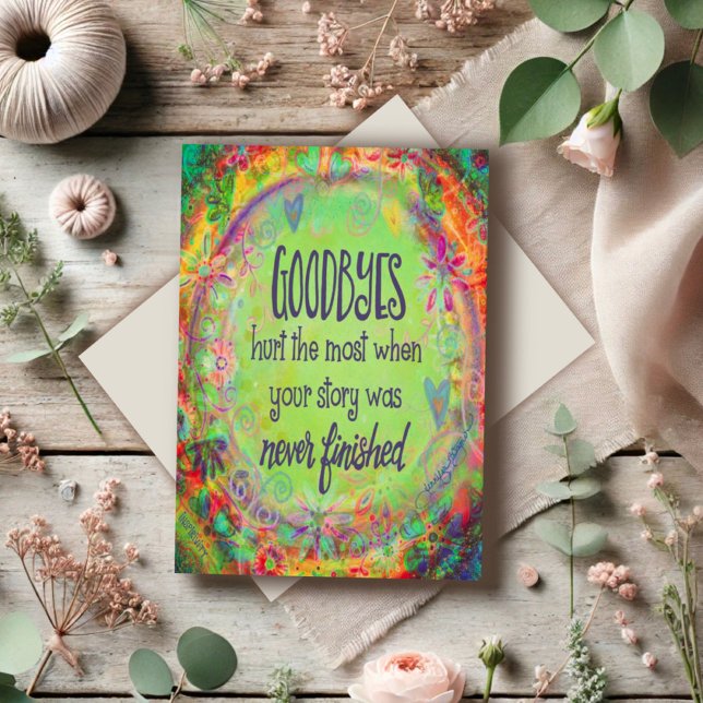 Cartão Goodbyes machucou quando a história não estava ter (Criador carregado)