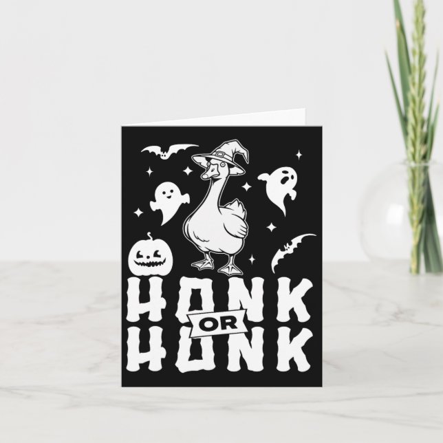 Cartão Goose Halloween Spooky Honk Ou Honk Witch Design (Frente)