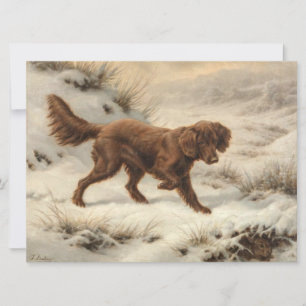 Cartão Gordon Setter Dog em uma paisagem de inverno de ne