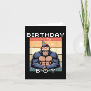 Cartão Gorilla Birthday Decora Macaco Tag Vr Gamer